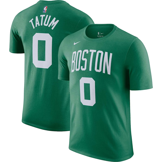 Men's Boston Celtics #0 Jayson Tatum Green Name & Number T-Shirt